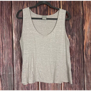 Poetry Women's T-Shirt UK 20 Beige Cream 100% Linen Sleeveless Round Neck Basic